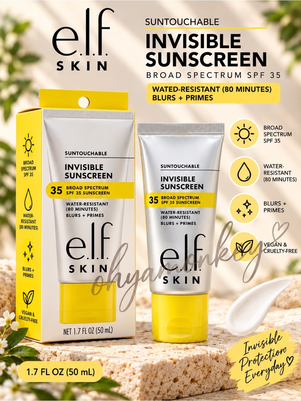 E.l.f. Suntouchable Invisible Sunscreen SPF 35 EXP: 2028/03
